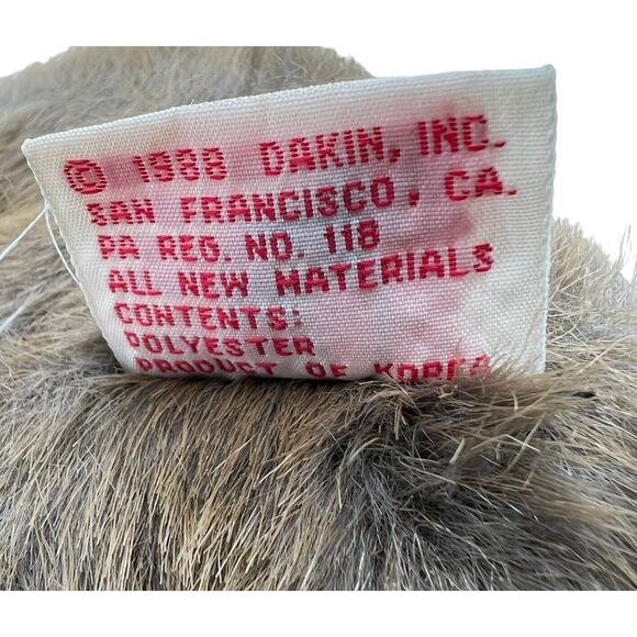 Dakin Vintage Brown Teddy Bear 1988 Plush Stuffed Animal Jointed Blue Bow Clean - Picture 10 of 13